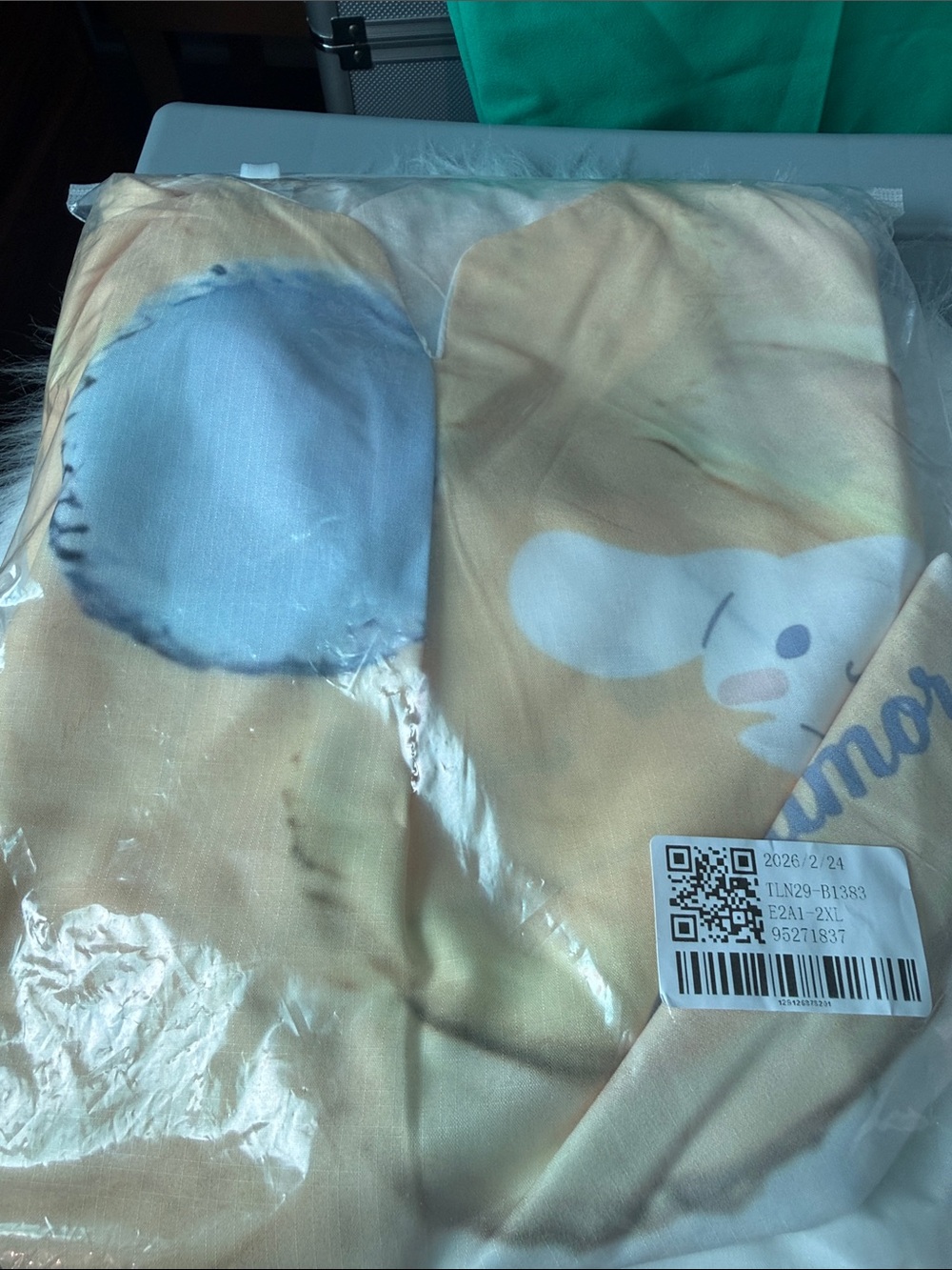 Cartoon Bunny Print  top & bottom Yellow & Blue 2xl